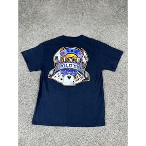 Vintage Texas Hold'em Shirt Mens Large Navy Poker Graphic Double Sided 2004 00s